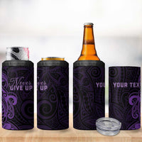 Personalised Lupus Warrior 4 in 1 Can Cooler Tumbler Never Give Up Polynesian Style