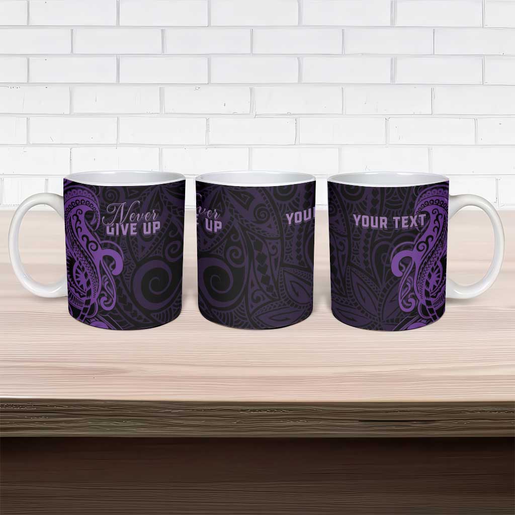 Personalised Lupus Warrior Ceramic Mug Never Give Up Polynesian Style