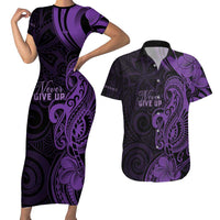 Personalised Lupus Warrior Couples Matching Short Sleeve Bodycon Dress and Hawaiian Shirt Never Give Up Polynesian Style