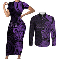 Personalised Lupus Warrior Couples Matching Short Sleeve Bodycon Dress and Long Sleeve Button Shirt Never Give Up Polynesian Style