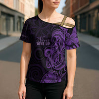 Personalised Lupus Warrior Cross Shoulder Shirt Never Give Up Polynesian Style