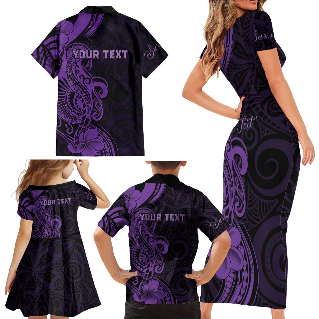 Personalised Lupus Warrior Family Matching Short Sleeve Bodycon Dress and Hawaiian Shirt Never Give Up Polynesian Style