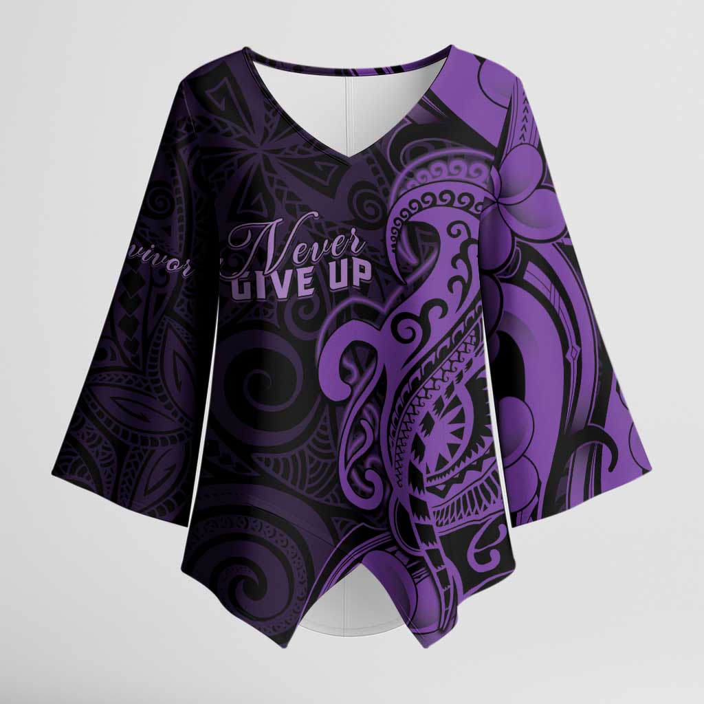 Personalised Lupus Warrior Kimono Sleeve Blouse Never Give Up Polynesian Style