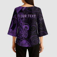 Personalised Lupus Warrior Kimono Sleeve Blouse Never Give Up Polynesian Style