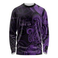 Personalised Lupus Warrior Long Sleeve Shirt Never Give Up Polynesian Style
