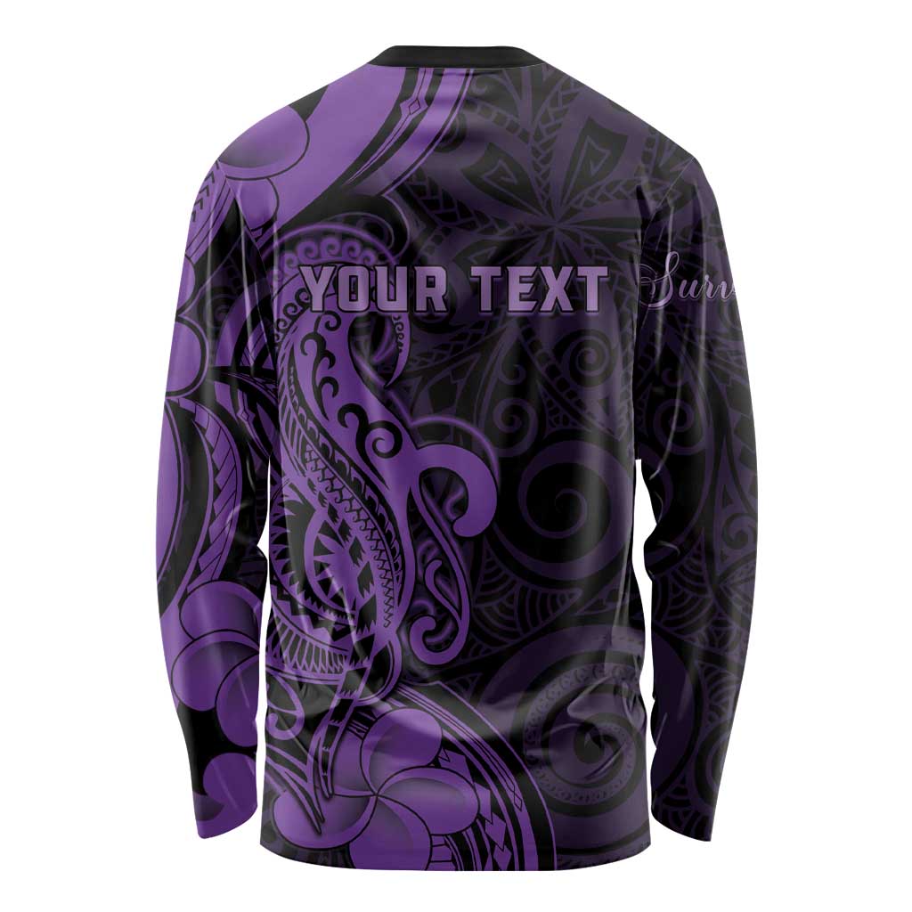 Personalised Lupus Warrior Long Sleeve Shirt Never Give Up Polynesian Style