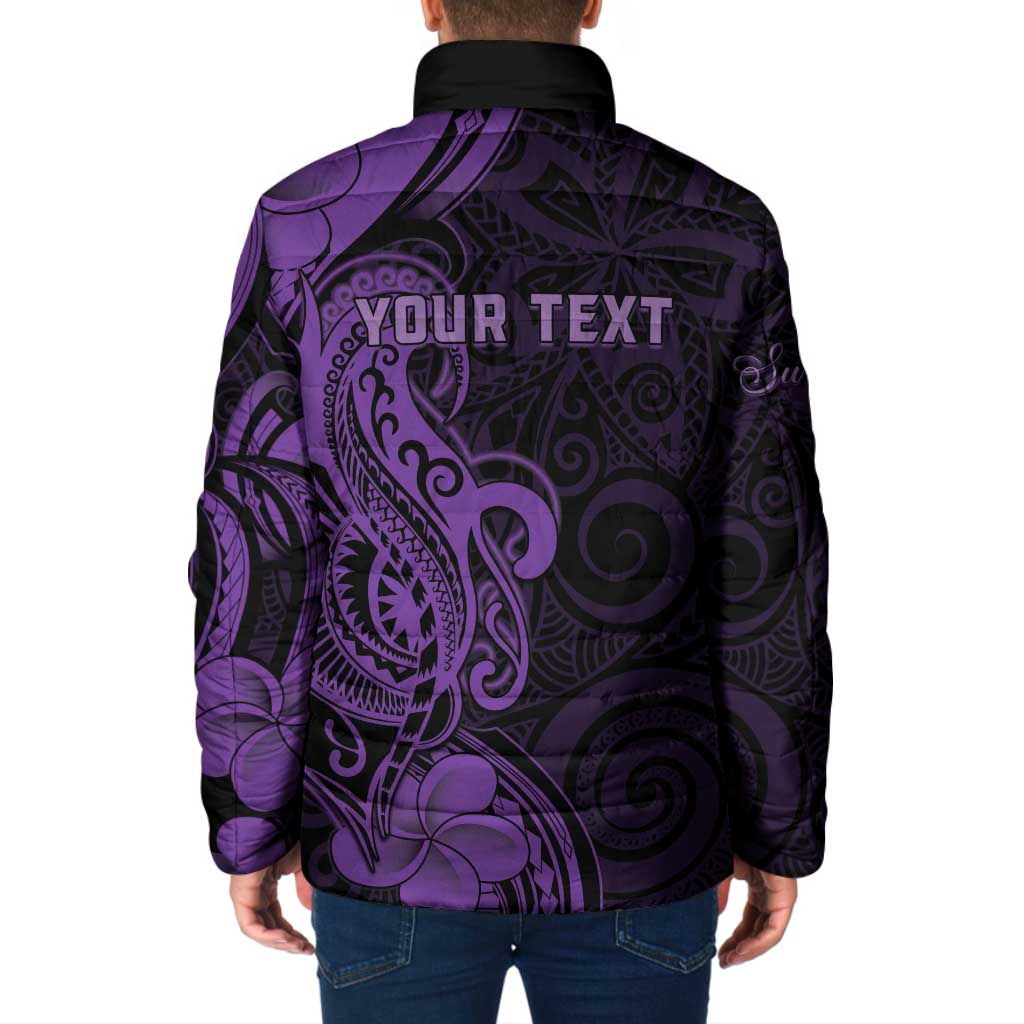 Personalised Lupus Warrior Padded Jacket Never Give Up Polynesian Style