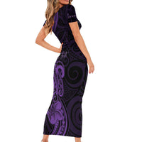 Personalised Lupus Warrior Short Sleeve Bodycon Dress Never Give Up Polynesian Style