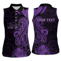 Personalised Lupus Warrior Women Sleeveless Polo Shirt Never Give Up Polynesian Style