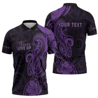 Personalised Lupus Warrior Zipper Polo Shirt Never Give Up Polynesian Style