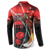 Papua New Guinea Remembrance Day Button Sweatshirt Lest We Forget