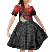 Papua New Guinea Remembrance Day Family Matching Long Sleeve Bodycon Dress and Hawaiian Shirt Lest We Forget LT05 Daughter's Dress Red - Polynesian Pride