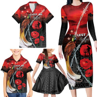 Papua New Guinea Remembrance Day Family Matching Long Sleeve Bodycon Dress and Hawaiian Shirt Lest We Forget LT05 - Polynesian Pride