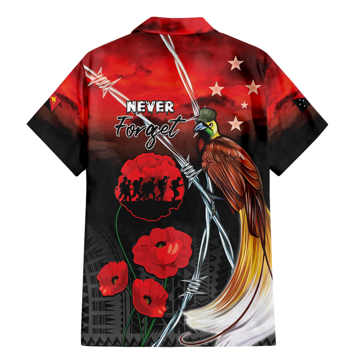 Papua New Guinea Remembrance Day Family Matching Mermaid Dress and Hawaiian Shirt Lest We Forget LT05 - Polynesian Pride