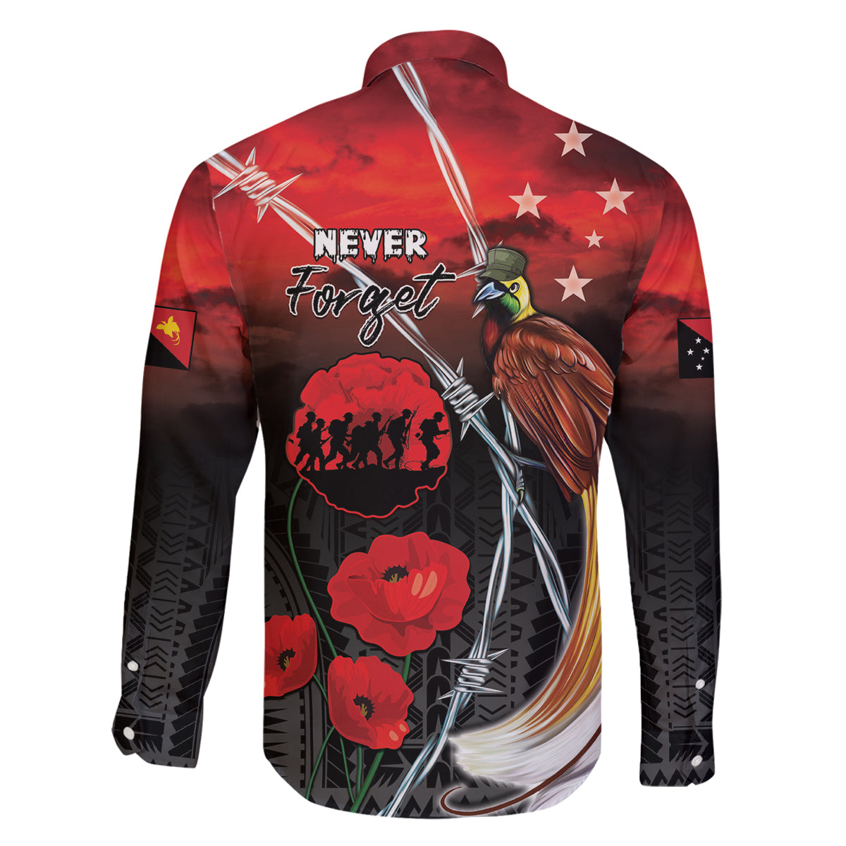 Papua New Guinea Remembrance Day Family Matching Off Shoulder Maxi Dress and Hawaiian Shirt Lest We Forget