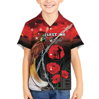 Papua New Guinea Remembrance Day Family Matching Short Sleeve Bodycon Dress and Hawaiian Shirt Lest We Forget LT05 Son's Shirt Red - Polynesian Pride