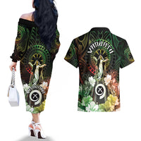 Vanuatu Happy Assumption Day Couples Matching Off The Shoulder Long Sleeve Dress and Hawaiian Shirt