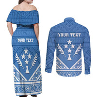 Personalised Kosrae State Gospel Day Couples Matching Off Shoulder Maxi Dress and Long Sleeve Button Shirt Simple Style LT05 - Polynesian Pride