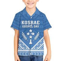 Personalised Kosrae State Gospel Day Family Matching Off Shoulder Short Dress and Hawaiian Shirt Simple Style