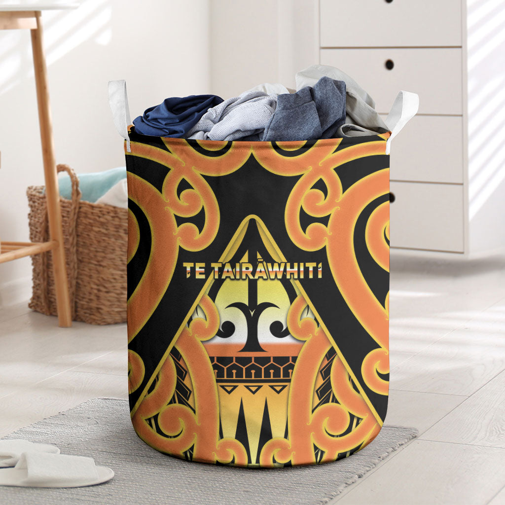 New Zealand Te Tairawhiti Laundry Basket Maori Koru Pattern LT05 Orange - Polynesian Pride