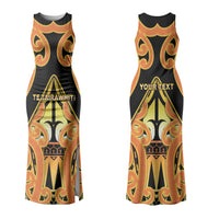 Personalised New Zealand Te Tairawhiti Family Matching Tank Maxi Dress and Hawaiian Shirt Maori Koru Pattern LT05 Mom's Dress Orange - Polynesian Pride
