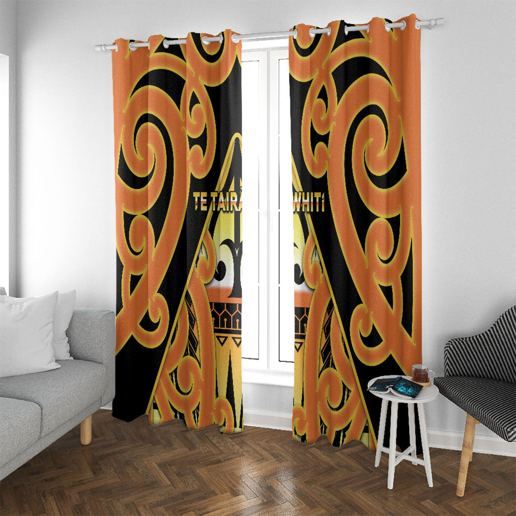 New Zealand Te Tairawhiti Window Curtain Maori Koru Pattern LT05 With Grommets Orange - Polynesian Pride