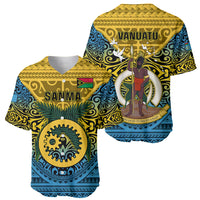 Vanuatu Sanma Province Baseball Jersey Coat Of Arms And Namele Fern Polynesian Pattern LT05 - Polynesian Pride