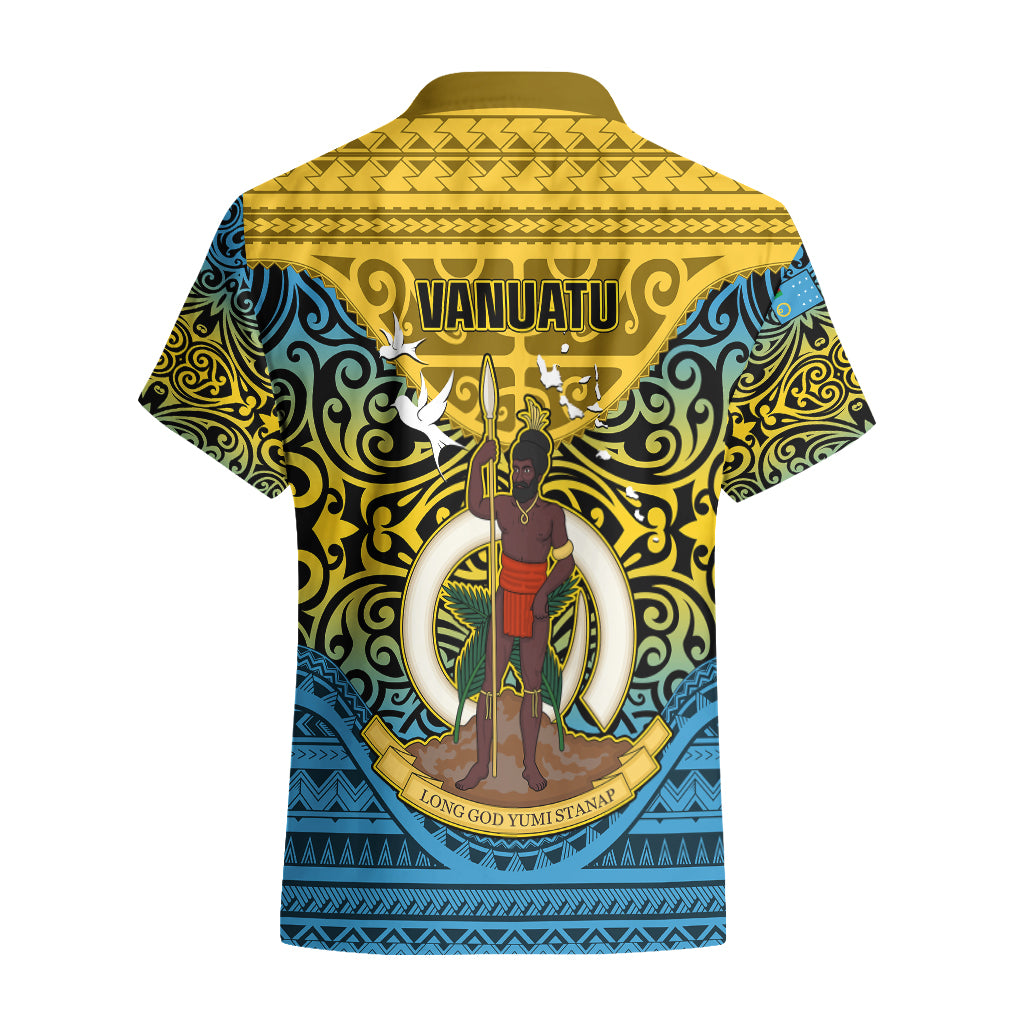 Vanuatu Sanma Province Hawaiian Shirt Coat Of Arms And Namele Fern Polynesian Pattern LT05 - Polynesian Pride