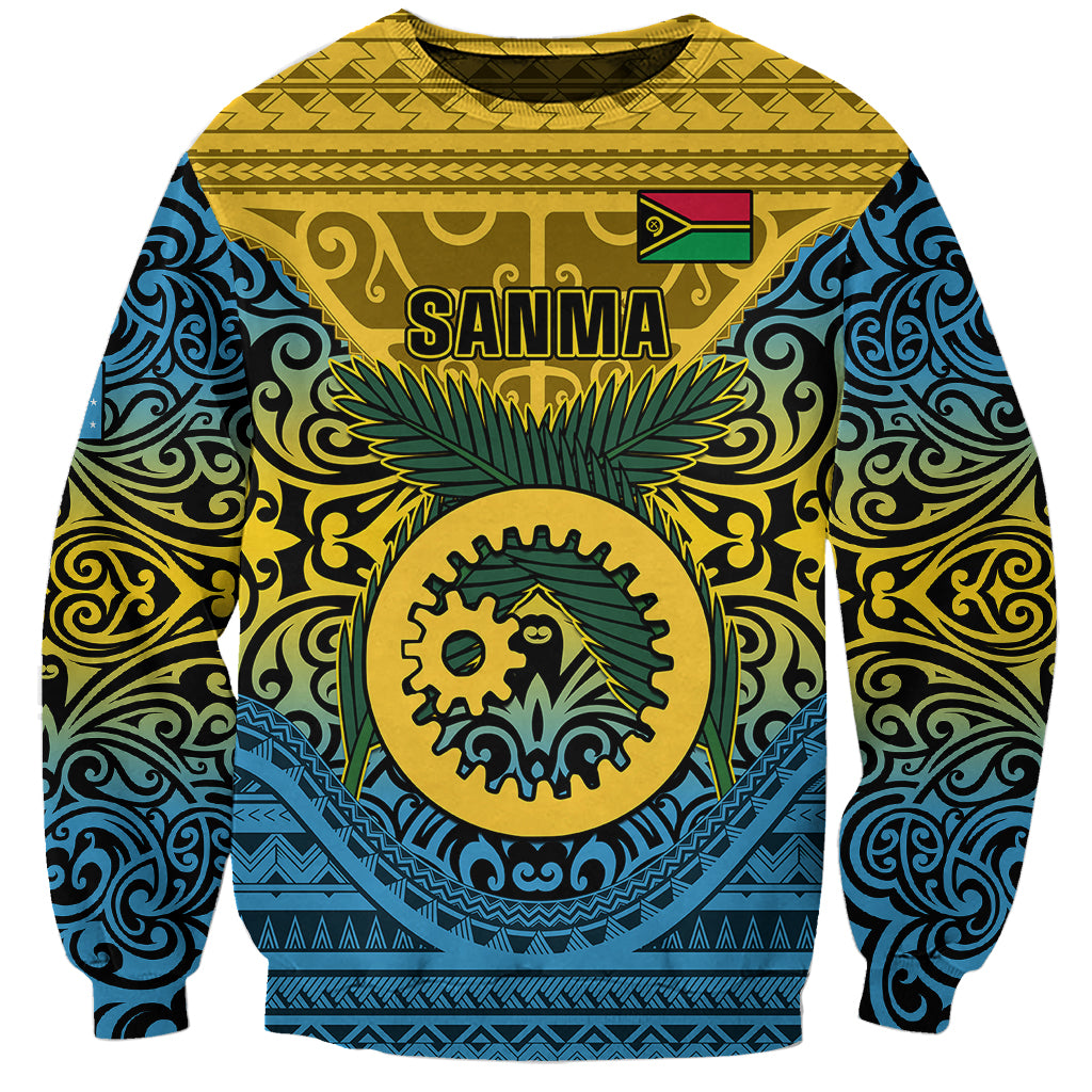 Vanuatu Sanma Province Sweatshirt Coat Of Arms And Namele Fern Polynesian Pattern LT05 Unisex Yellow - Polynesian Pride