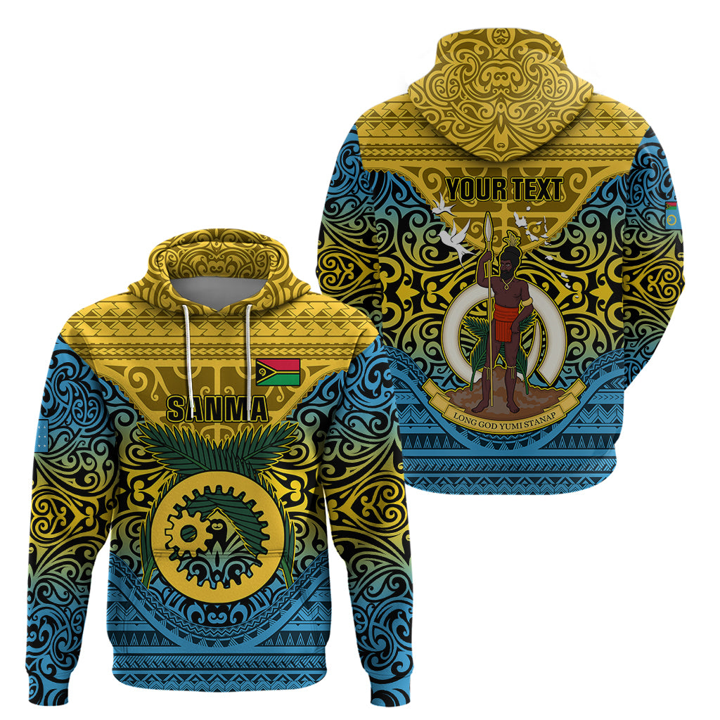 Personalized Vanuatu Sanma Province Hoodie Coat Of Arms And Namele Fern Polynesian Pattern LT05 - Polynesian Pride