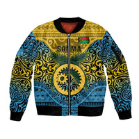 Personalized Vanuatu Sanma Province Sleeve Zip Bomber Jacket Coat Of Arms And Namele Fern Polynesian Pattern LT05 Unisex Yellow - Polynesian Pride