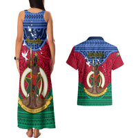 Vanuatu Shefa Province Couples Matching Tank Maxi Dress and Hawaiian Shirt Coat Of Arms And Namele Fern Polynesian Pattern LT05 - Polynesian Pride