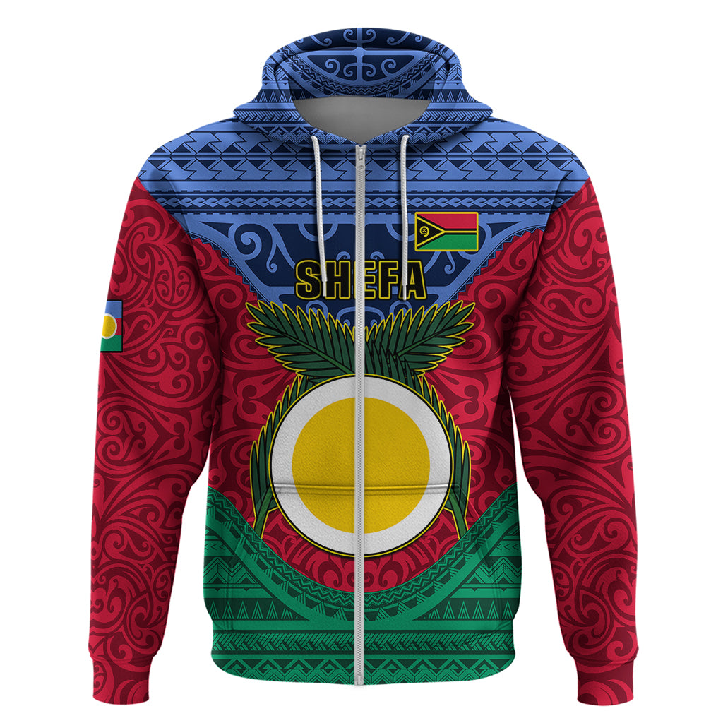 Vanuatu Shefa Province Hoodie Coat Of Arms And Namele Fern Polynesian Pattern LT05 - Polynesian Pride
