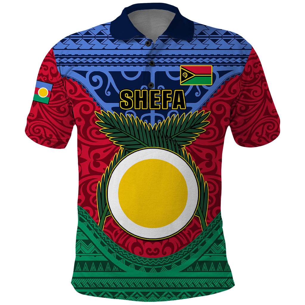 Vanuatu Shefa Province Polo Shirt Coat Of Arms And Namele Fern Polynesian Pattern LT05 Red - Polynesian Pride