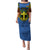 Vanuatu Tafea Province Puletasi Coat Of Arms And Namele Fern Polynesian Pattern LT05 Long Dress Blue - Polynesian Pride