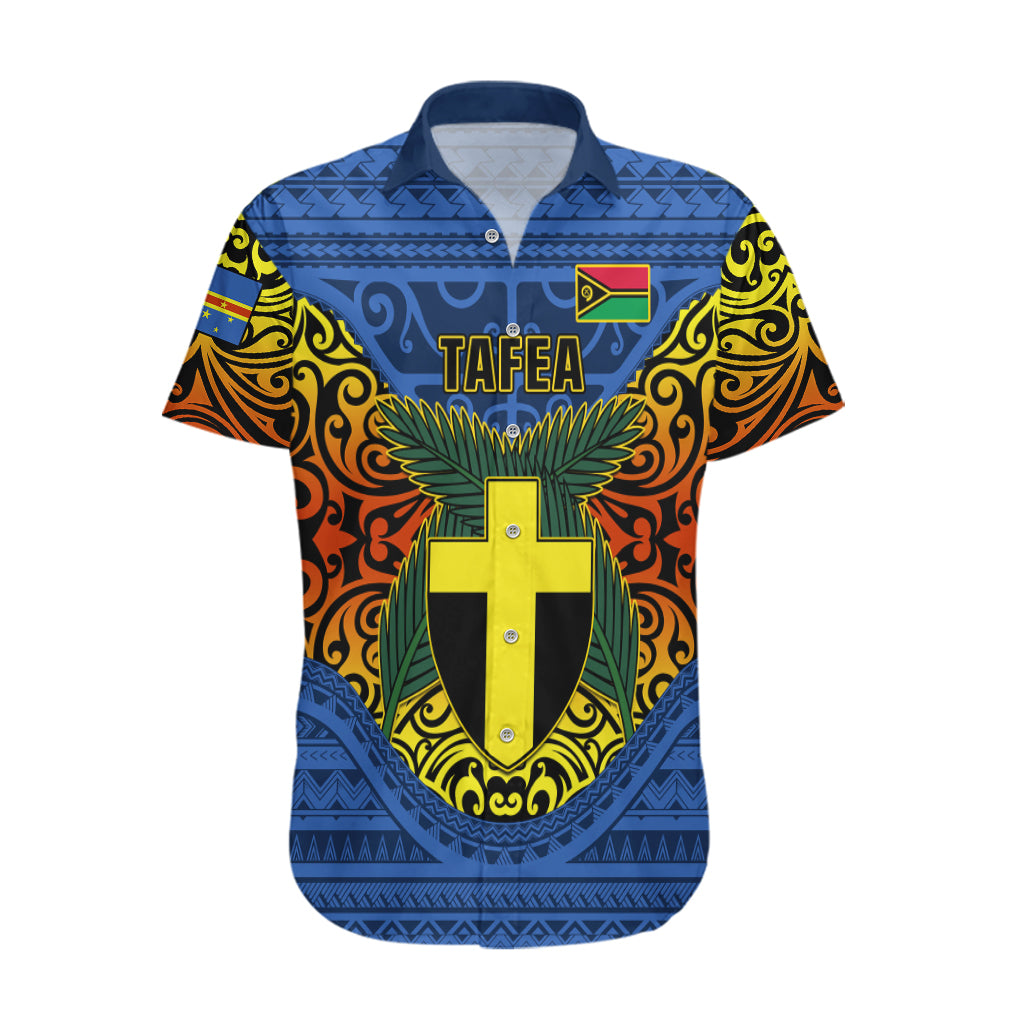 Personalized Vanuatu Tafea Province Hawaiian Shirt Coat Of Arms And Namele Fern Polynesian Pattern LT05 Blue - Polynesian Pride