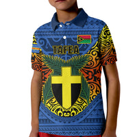 Personalized Vanuatu Tafea Province Kid Polo Shirt Coat Of Arms And Namele Fern Polynesian Pattern LT05 Kid Blue - Polynesian Pride