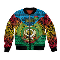 Vanuatu Torba Province Bomber Jacket Vanuatuan Coat Of Arms Polynesian Pattern LT05 Unisex Green - Polynesian Pride