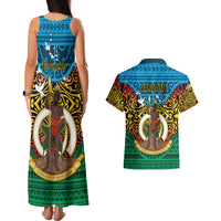 Vanuatu Torba Province Couples Matching Tank Maxi Dress and Hawaiian Shirt Vanuatuan Coat Of Arms Polynesian Pattern LT05 - Polynesian Pride