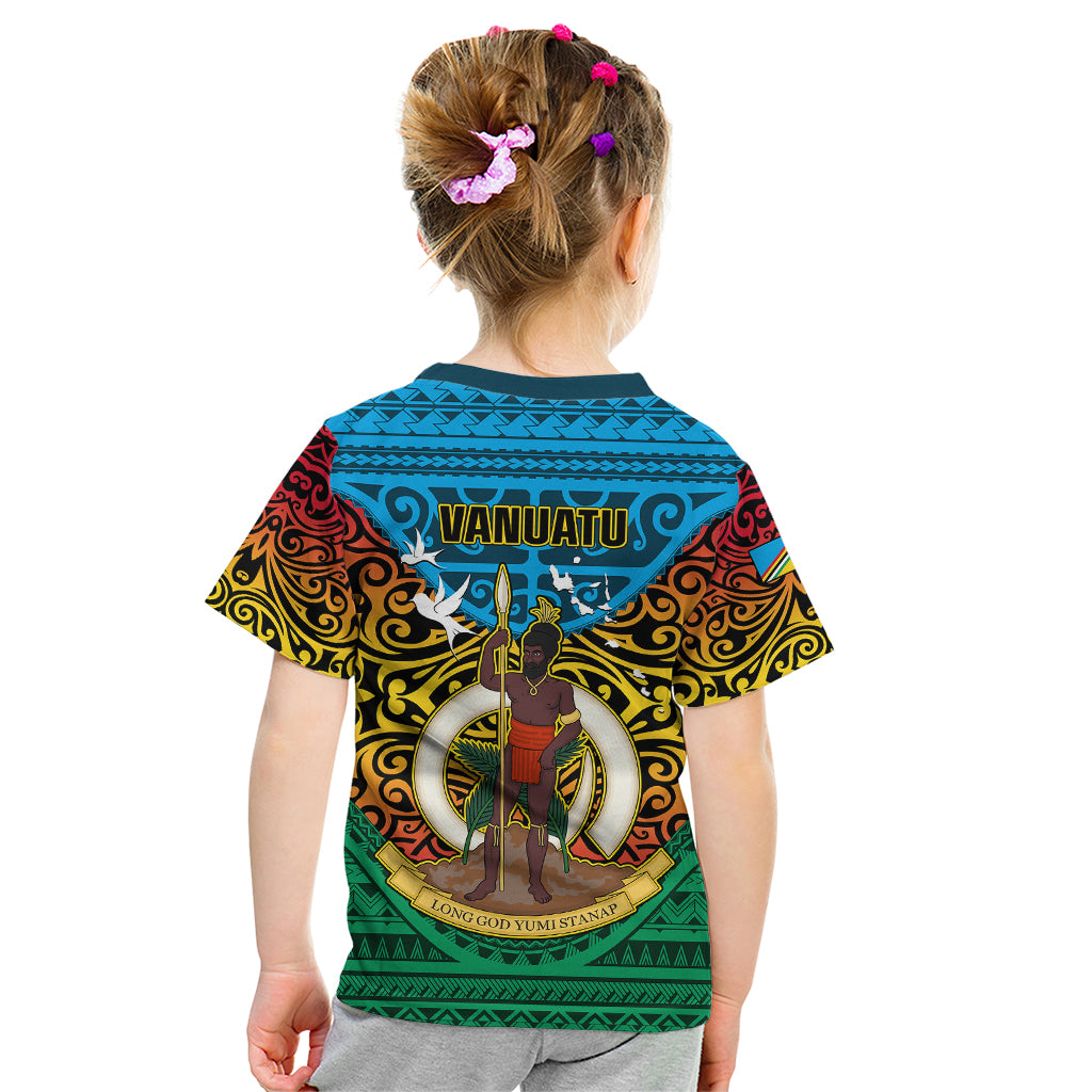 Vanuatu Torba Province Kid T Shirt Vanuatuan Coat Of Arms Polynesian Pattern LT05 - Polynesian Pride