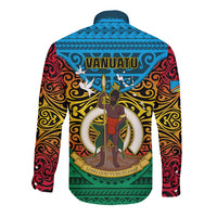 Vanuatu Torba Province Long Sleeve Button Shirt Vanuatuan Coat Of Arms Polynesian Pattern LT05 - Polynesian Pride