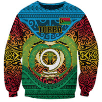 Vanuatu Torba Province Sweatshirt Vanuatuan Coat Of Arms Polynesian Pattern LT05 Unisex Green - Polynesian Pride