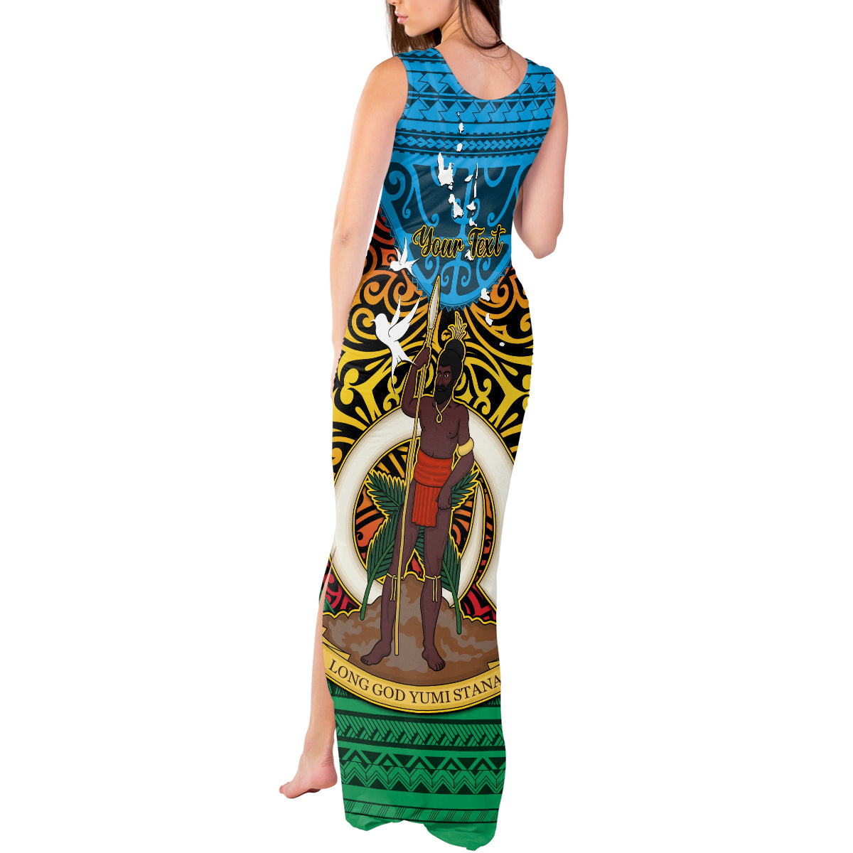 Personalized Vanuatu Torba Province Tank Maxi Dress Vanuatuan Coat Of Arms Polynesian Pattern LT05 - Polynesian Pride