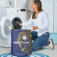Personalised Nauru Angam Day Laundry Basket Gold Navy Tribal Pattern LT05 - Polynesian Pride