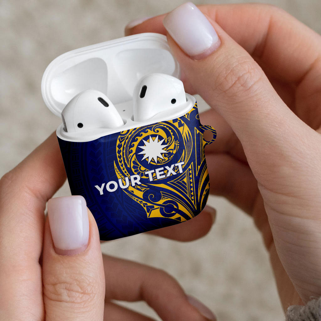 Personalised Nauru Angam Day AirPods Case Gold Navy Tribal Pattern LT05 - Polynesian Pride