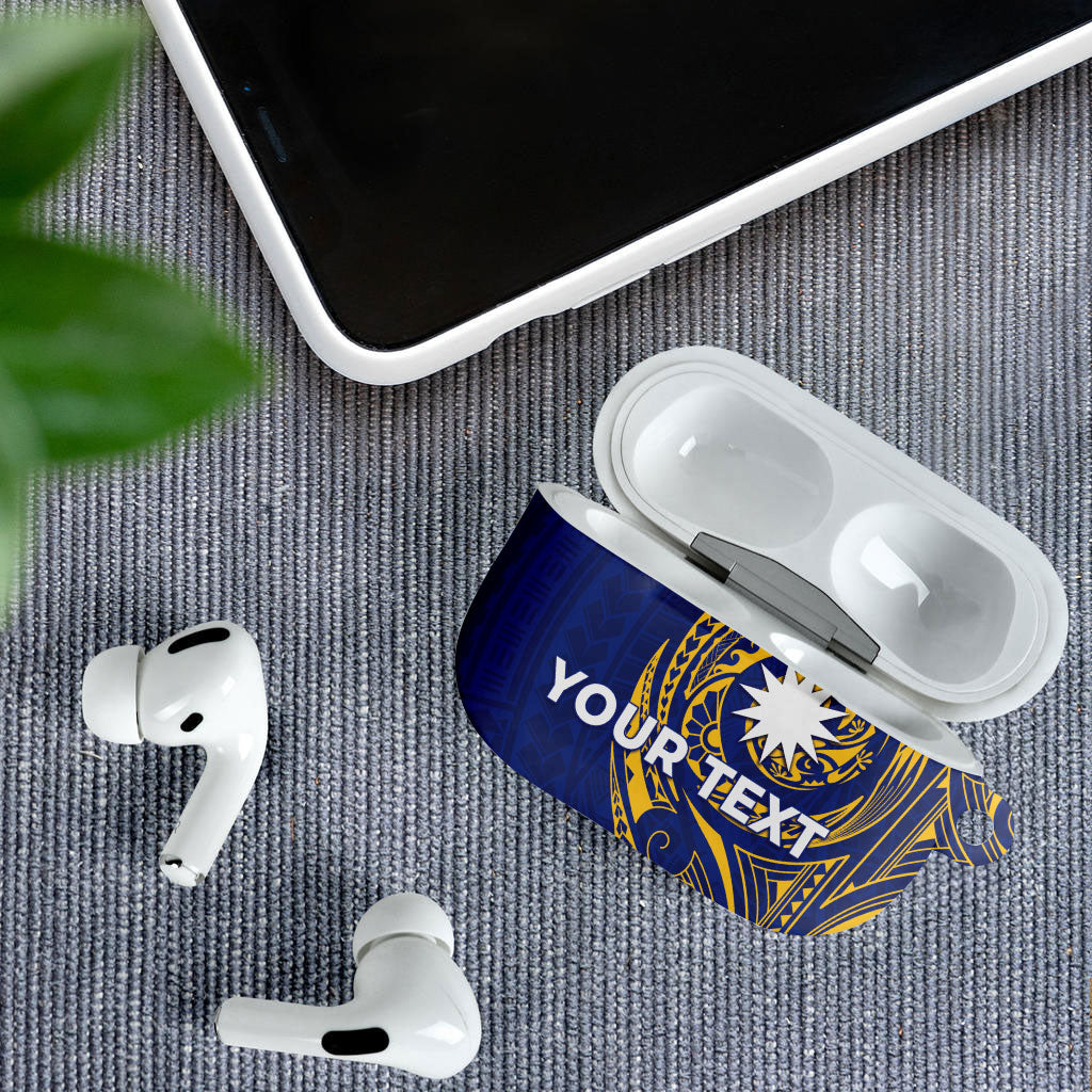 Personalised Nauru Angam Day AirPods Case Gold Navy Tribal Pattern LT05 - Polynesian Pride