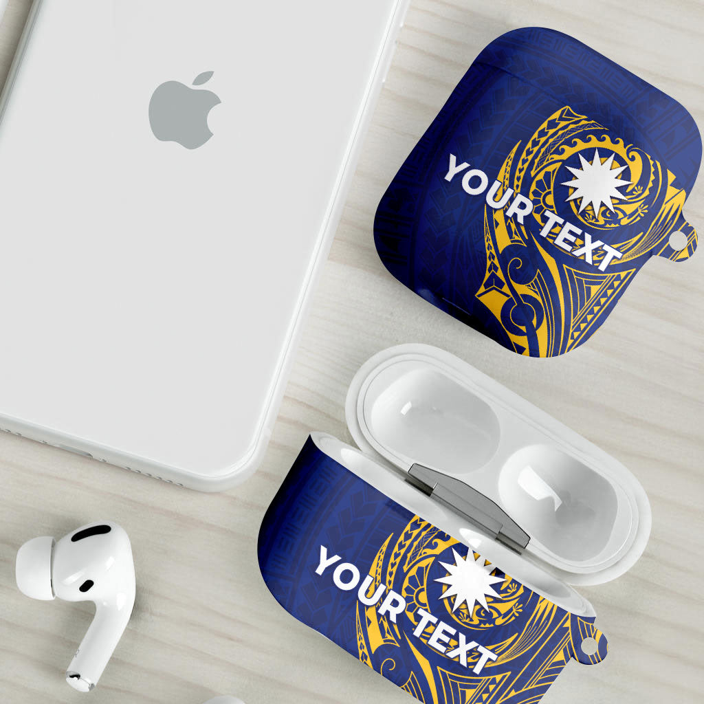 Personalised Nauru Angam Day AirPods Case Gold Navy Tribal Pattern LT05 - Polynesian Pride