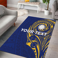 Personalised Nauru Angam Day Area Rug Gold Navy Tribal Pattern LT05 - Polynesian Pride