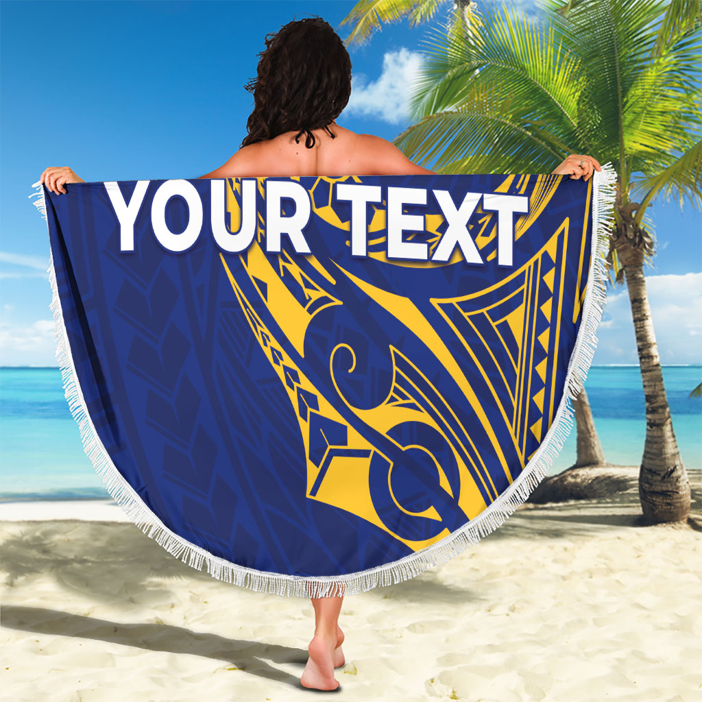 Personalised Nauru Angam Day Beach Blanket Gold Navy Tribal Pattern LT05 - Polynesian Pride