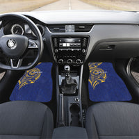 Personalised Nauru Angam Day Car Mats Gold Navy Tribal Pattern LT05 Set 2pcs - Front Blue - Polynesian Pride